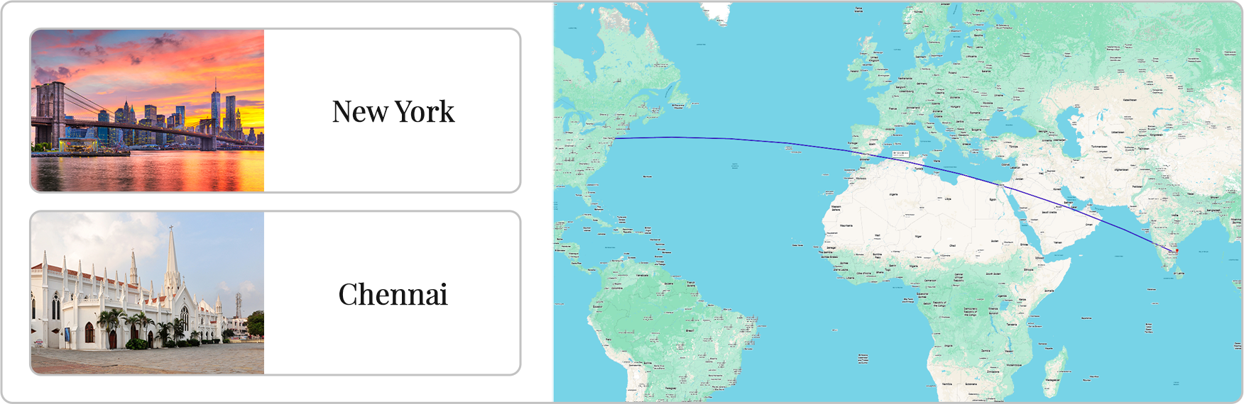 Flight Tickets from New York to Chennai route